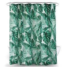 Bathroom organization & shelving : Tropical Leaf Green Shower Curtain Dunelm