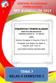 Rpp 1 lembar kelas 4 semester 1. Rpp 1 Lembar Halaman Kelas 4 Tema 7 Dicariguru Com