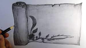 Coloured pencils can be blended on the page and their tone can be altered by pressure. How To Draw A Scroll With A Creative Border Step By Step With Narration Pencil Drawing Youtube