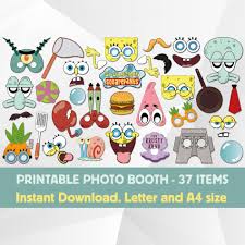 Downloadable Free Printable Photo Booth Props Birthday Pdf Spongebob Inspirated Photo Booth Props Printable Spongebob Etsy Spongebob Birthday Spongebob Birthday Party Photo Booth Props Birthday