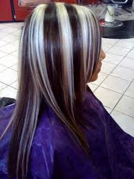The before, she started out with a dark warm brown all over and blonde chunks in her bangs. Pin On Highlights