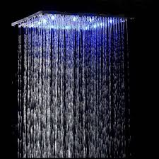 Huge 24 Square Rainfall Shower Head Led Colors Ceiling Mount Chrome Top Sprayer Head Modern In 2020 Lakberendezes