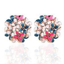 Ownsig Lady Charming Bloomy Clover Flowers Rhinestone Ear Stud Earrings Ornaments 2pcs Full Color 2018 New Trends Ear Stud Earrings Ear Studs Clover Flower