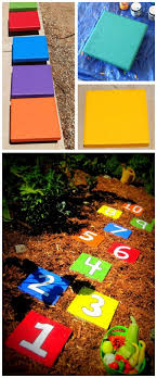 Check cammydavis.com for pictures of. Diy Hopscotch Stepping Stones Children Outdoor Games Backyard Playground Backyard Play Backyard For Kids