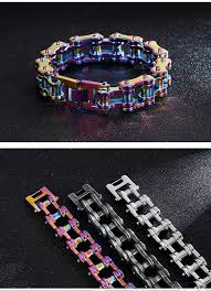 Black And Gold Motorcycle Chain Motorcycle Chain Titanium Steel Bracelet In 4 Colors Motorcycle Chain Biker Chain Bracelet Steel Bracelet