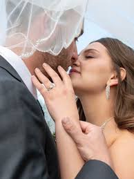 Hana engagement ring in 2.2ct center stone, and double curved matching  bands #friederlauer #diamond #engagement #matchingband #platinum #proposal