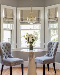 A dining room should accommodate both elegant feasts and everyday meals, reflect your home's consider the following dining room design elements: Greek Key Roman Shades On Dining Nook Bay Window Transitional Dining Room