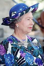 The Queen On A Visit To Cyprus Wearing A Blue Multi Coloured Dress Queen Elizabeth Queen Outfit Her Majesty The Queen