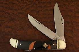 The trapper knife style has been around for over one hundred years and this knife has two stainless steel blades, one clip point and one spey, both with a mirror finish. E C Simmons St Louis Mo Copper Swirl Folding Hunter Knife Nice 5817 Ebay