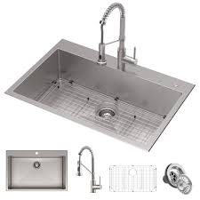 To save on install (if it really does cost $700 for an undermount install) you can get a farmhouse sink and run a slab up to each side and. 33 Drop In Undermount Kitchen Sink W Bolden Commercial Pull Down Faucet In Spot Free Stainless Steel