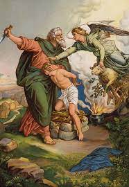 Angel intervening to stop Abraham from sacrificing his son