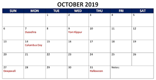October 2019 Calendar With Holidays Holiday Calendar Printable Holiday Printable Templates Calendar Template