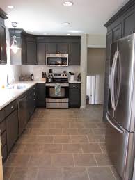 Grey granite countertops with white. Remodelaholic Kitchen Redo With Dark Gray Cabinets White Subway Tile