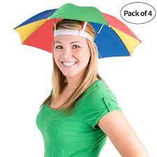 Bedwina Rainbow Umbrella Hat Pack Of 4 20 Inch Hands Free Adjustable Size Fits All Ages Colorful Folding Cap Party Favor Amazon In Clothing Accessories