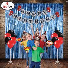 Spiderman theme birthday party is extremely popular with the kids. Party Propz Spiderman Combo Set Of 46 Pieces Spider Man Party Decorations Spiderman Party Props Spiderman Decoration Spider Man Birthday Decoration Spiderman Birthday Party Supplies Amazon In Toys Games