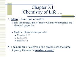 What is the basic unit of matter. Chapter 3 1 Chemistry Of Life Atom Basic Unit Of Matter It Is The Simplest Unit Of Matter With Its Own Physical And Chemical Properties Made Up Of Ppt Download
