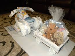 Diaper Tricycle Wagon Can T See It In This Picture But I Put Lettering On The Back Of The Wagon Spelling Out Baby Shower Gifts 2nd Baby Showers Baby Crafts