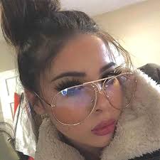 The aviator shape became popular in the 1940's when pilots used them in their sunglasses. Oversized Designer Aviator Eyeglasses Gold Metal Frame Clear