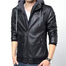Urban Men Fashion Design Zip Leather Jacket With Hood Sneak Outfitters Faux Leather Jacket Men Leather Jacket With Hood Hooded Jacket Men