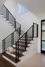 Classic Farmhouse Style With Soothing Interiors In Northern California Stair Railing Design Railing Design Staircase Railing Design