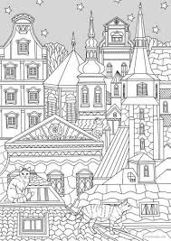 Monochrome vector image, isolated on white. Architecture Coloring Pages For Adults
