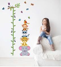 Cute Animal Stack Height Chart Wall Stickers Kids Room Decor
