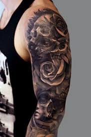 Skull Rose Sleeve For Mens Tattoos Skull Sleeve Tattoos Sleeve Tattoos Full Sleeve Tattoos