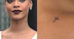 Rihanna Cross Chest Tattoo Steal Her Style Rihanna Tattoo Tattoos Collar Bone Tattoo
