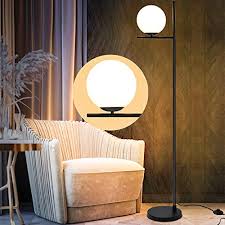Joofo floor lamp, living room floor lamp, reading standing light with hanging lampshade, 9w led light bulb and 3 color temperatures floor lamp for living room, bedrooms, office, black. Dllt Modern Led Sphere Floor Lamp 9w Frosted Glass Globe Standing Lamps For Bedroom Energy Saving Mid Century Tall Pole Standing Accent Lighting For Living Room Office Bedroom Black Buy Products Online