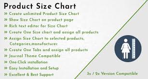 opencart product size chart size chart module