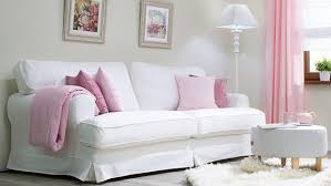 250 cm x 150 cm sitzh. Weisses Sofa Mit Akzenten In Rosa Sofa C Dekoria Couch