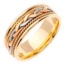 Unique Designer Tri Color Gold Hand Braided Woven Rope Etsy In 2021 Mens Gold Wedding Band Wedding Ring Bands Mens Wedding Bands