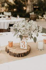 Elegant Laid Back Mccormick Home Ranch Wedding With Pops Of Blush And Diy Touches Junebug Weddings Small Wedding Table Decorations Wedding Table Centerpieces Wedding Table