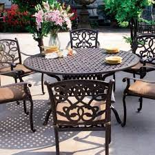 Darlee Santa Monica Cast Aluminum Outdoor Patio Dining Set With Cushions 60 Inch Round Antique Bronze By Patio Dining Set Modern Patio Furniture Dining Set