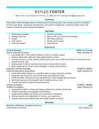 best intranet manager resume example