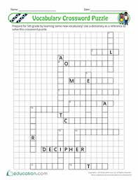 New daily puzzles each and every day! 5th Grade Vocabulary Crossword Puzzle Worksheet Education Com