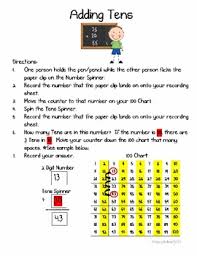 Adding Tens Math Center Intro To 2 Digit Addition With A 100 Chart