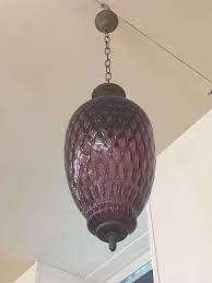 How to remove dome globe glass light replacement on hampton bay ceiling fan windward ii. French Purple Glass Ceiling Light In Antique Hanging Lights
