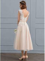 Sehen sie sich die jjs brautkleider auf gigagünstig an! Us 193 00 A Line V Neck Tea Length Tulle Wedding Dress With Bow S Jj S House Hochzeitskleid Tull Alternative Brautkleider Kleid Hochzeit