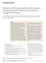 Reliability of 3-Dimensional Glenoid Component Templating and Correlation  to Intraoperative Component Selection
