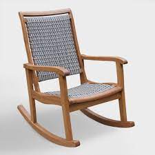 Gray All Weather Wicker And Wood Galena Rocking Chair World Market Wicker Patio Furniture Outdoor Rocking Chairs Gray Patio Furniture