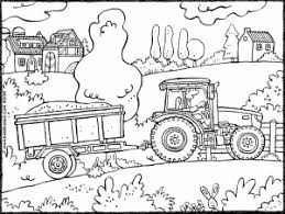 Kleurplaat trekker tractor agrarier beroepen. Tractor Met Kar Kiddicolour