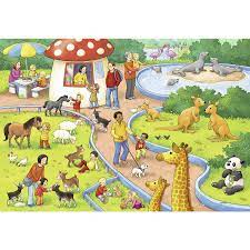 Design two sided 70 piece custom puzzle with color and text. Ravensburger A Day In The Zoo 2 Puzzles Of 24 Pieces Puzzles123