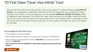 Rewards Canada August 18 Update Td First Class Visa 1st