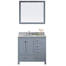 Montreal images vanity tops home depot get a bathroom vanities no person desires towards make a decision the further major of vanities trends and household materials and fits your next project including coordinating mirrors lighting trinity collection 24x345x21 in winter mist plumbing fixtures. Virtu Usa Caroline Avenue 36 In W Bath Vanity In Gray With Marble Vanity Top In White With Square Basin And Mirror Gs 50036 Wmsq Gr The Home Depot Marble Vanity Tops Single Bathroom