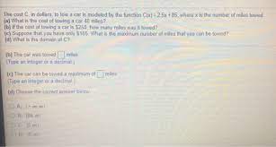 Cost for the aaa tow plans things to remember. The Cost C In Dollars To Tow A Car Is Modeled By Chegg Com