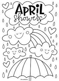 Cute animals hiding from rain coloring page. April Showers Coloring Page By Mrs Arnolds Art Room Tpt