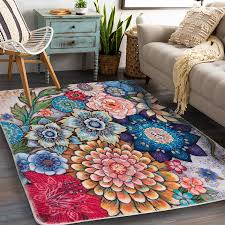 The stained brown carpet was going to have to go, too. Amazon Com Yokii Boho Floral Marble Area Rug 3x5 Non Slip Modern Farmhouse Vintage Flowers Small Throw Rug Faux Wool Soft Shag Rug For Living Room Bedroom Dorm Entryway Floor Mat Kitchen Rugs