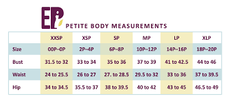 Size Chart Petite Body Measurements Ecopetites
