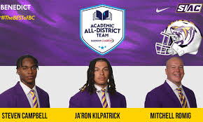 Benedict Places 3 On Academic All-District Football Team
